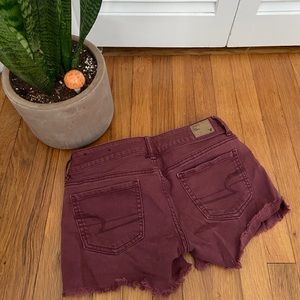 American Eagle Maroon Cutoff Shorts